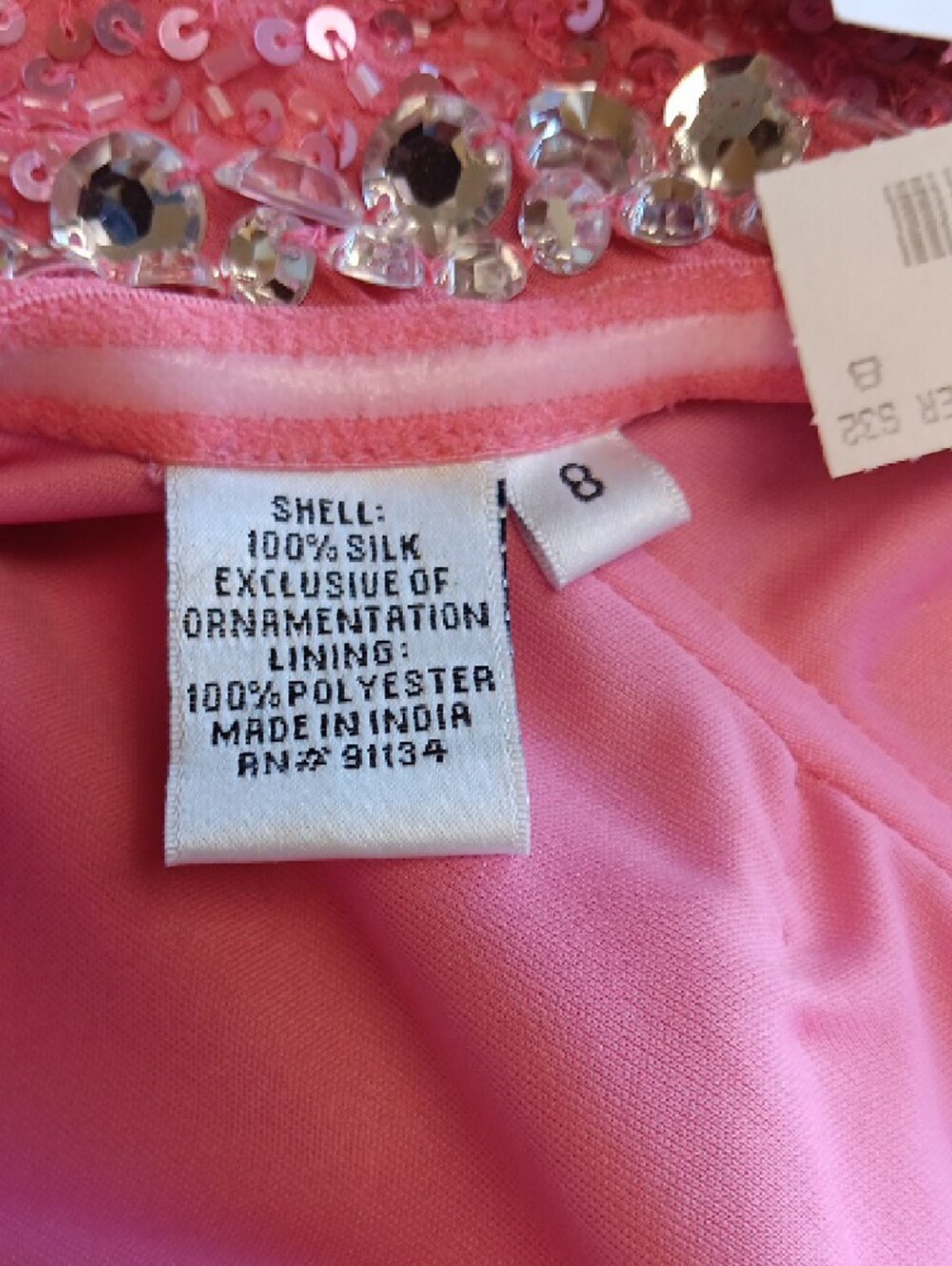 Scala Pink Sequin Slip Dress with Jeweled Neckline, Vintage, Size 8, BEAUTIFUL - Picture 10 of 16
